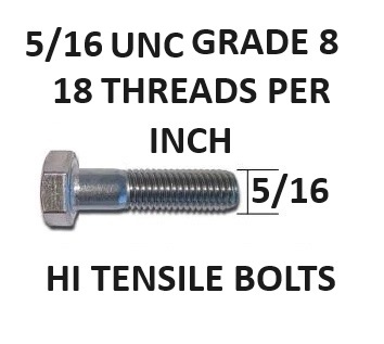 5/16 UNC Hex Head Bolts Grade 8 High Tensile Zinc Plated Select length